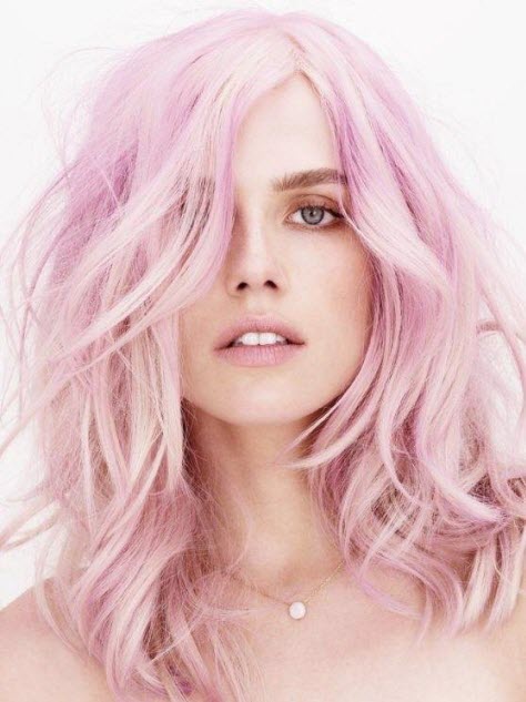 Fashionable pink shade on hair