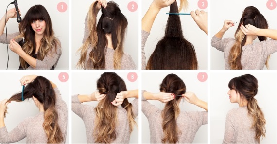 Gaya rambut DIY yang sederhana. Foto selangkah demi selangkah