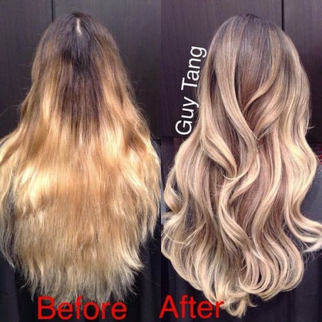 Bronzage des cheveux : photos avant et après