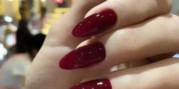 Marsala manicure for long nails
